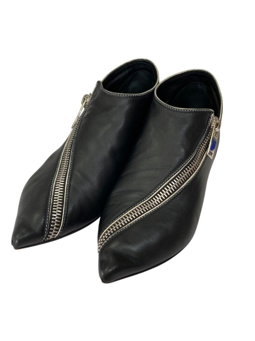 Celine Phoebe Philo Era Leather Pointed Toe Zipper Flat Shoes 36 Black - Picture 2 of 11